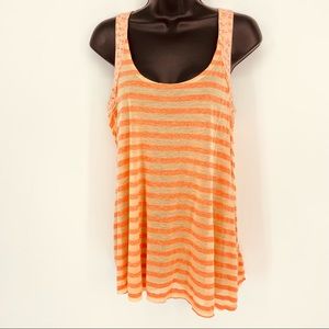 Free People Orange Stripped Tank Top